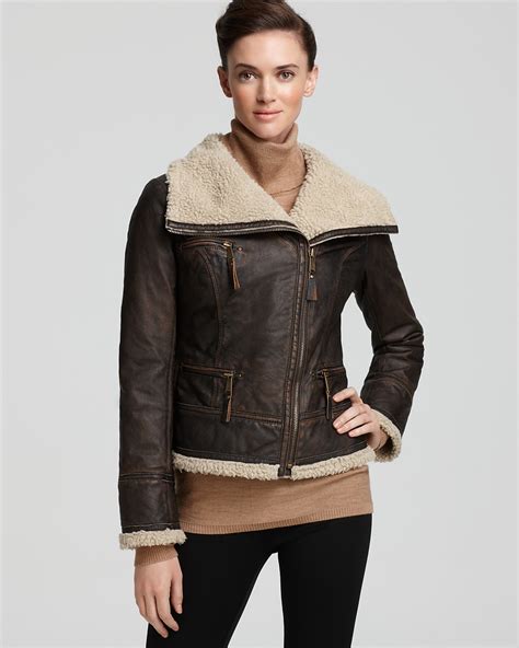 michael kors leather jacket with faux shearling collar|michael kors leather jacket sale.